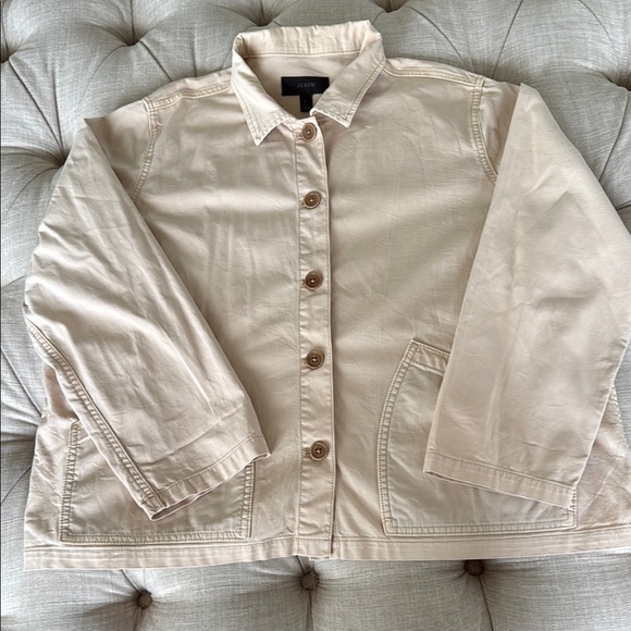 J. Crew Cream Utility Jacket with Structured Shoulders - Picture 1 of 10